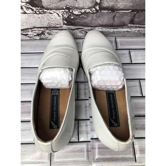 Duque Da Milano White Patent Leather Slip On Loafers Shoes Men’s Sz 6.5EE US/40 - Picture 7 of 12